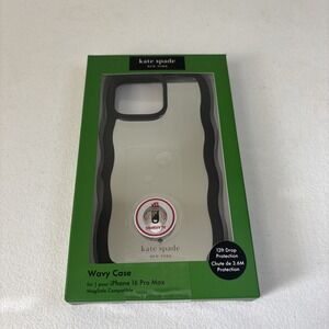 NWT Kate Spade iPhone 16 Pro Max Case W/ MagSafe‎ compatible Black Wavy